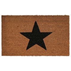 Natural Coir Doormat Black Star