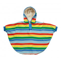 Piccalilly Rainbow Stripe Reversible Sherpa Fleece Kids Poncho
