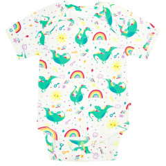 Short Sleeved Baby Bodysuit - Rainbow Dragon All Over Print